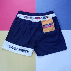 Vintage Island Wear West Indies Pusser's Swim Shorts Embroidered Flags